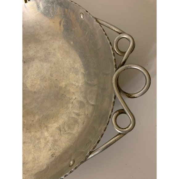 Vintage 9 1/2" Buenilum Hammered Aluminum Round‎ Tray Platter - Picture 5 of 7